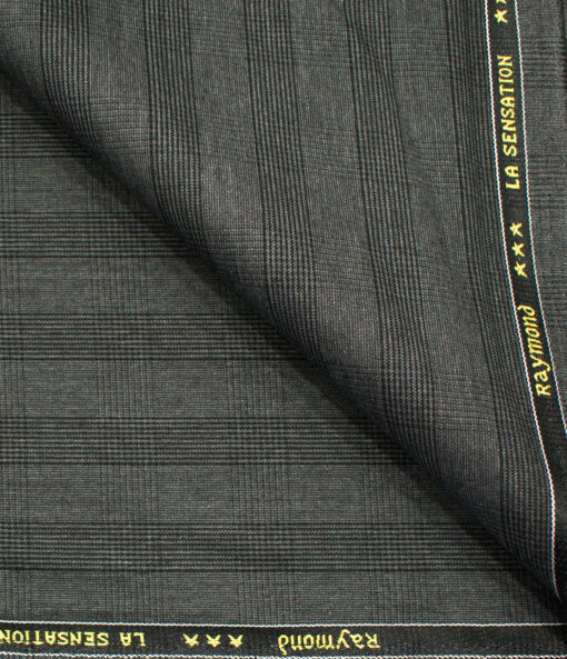 Raymond Men's Polyester Viscose Checks  Unstitched Suiting Fabric (Dark Grey)