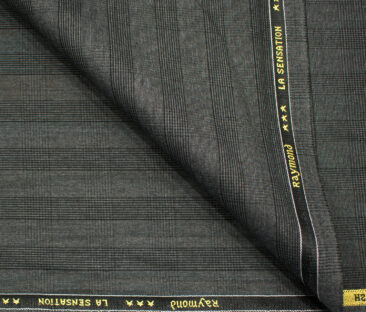Raymond Men's Polyester Viscose Checks  Unstitched Suiting Fabric (Dark Grey)
