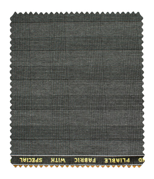 Raymond Men's Polyester Viscose Checks  Unstitched Suiting Fabric (Dark Grey)
