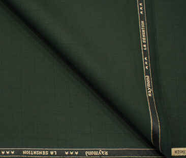 Raymond Men's Polyester Viscose Checks  Unstitched Suiting Fabric (Dark Pine Green)