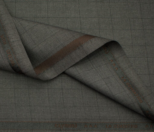 Raymond Men's Polyester Viscose Checks  Unstitched Suiting Fabric (Dark Grey)