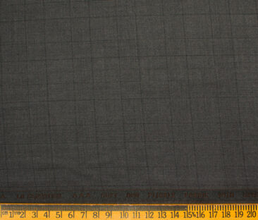 Raymond Men's Polyester Viscose Checks  Unstitched Suiting Fabric (Dark Grey)