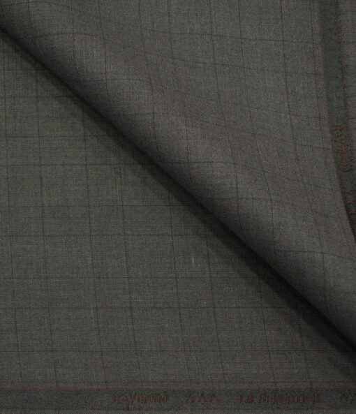 Raymond Men's Polyester Viscose Checks  Unstitched Suiting Fabric (Dark Grey)