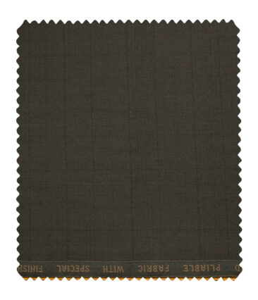 Raymond Men's Polyester Viscose Checks  Unstitched Suiting Fabric (Dark Brown)