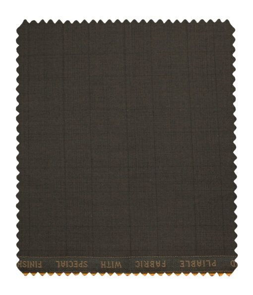 Raymond Men's Polyester Viscose Checks  Unstitched Suiting Fabric (Dark Brown)