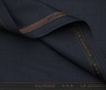 Raymond Men's Polyester Viscose Checks  Unstitched Suiting Fabric (Dark Blue)