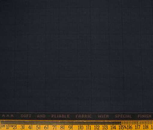 Raymond Men's Polyester Viscose Checks  Unstitched Suiting Fabric (Dark Blue)