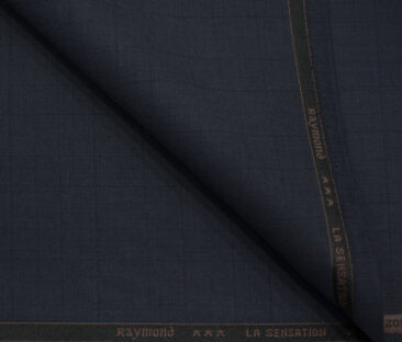 Raymond Men's Polyester Viscose Checks  Unstitched Suiting Fabric (Dark Blue)
