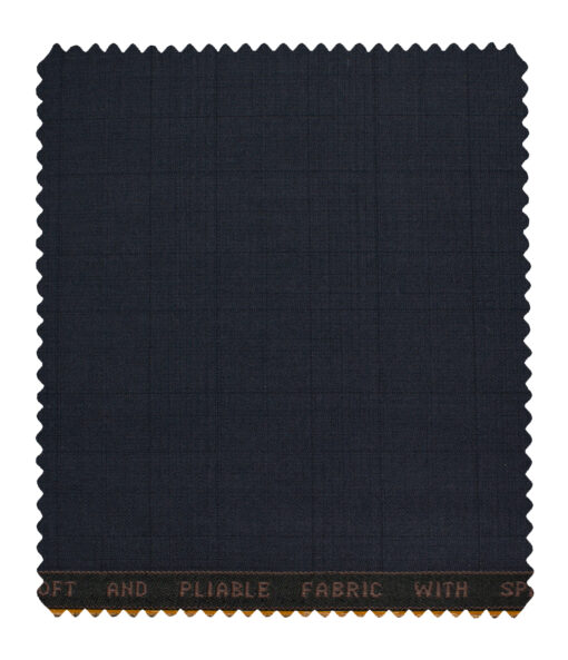 Raymond Men's Polyester Viscose Checks  Unstitched Suiting Fabric (Dark Blue)