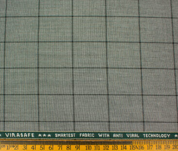 Raymond Men's Polyester Viscose Checks  Unstitched Suiting Fabric (Light Grey)