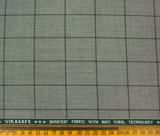Raymond Men's Polyester Viscose Checks  Unstitched Suiting Fabric (Light Grey)