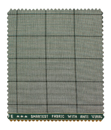 Raymond Men's Polyester Viscose Checks  Unstitched Suiting Fabric (Light Grey)