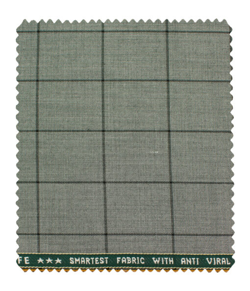 Raymond Men's Polyester Viscose Checks  Unstitched Suiting Fabric (Light Grey)