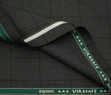 Raymond Men's Polyester Viscose Checks  Unstitched Suiting Fabric (Dark Grey)