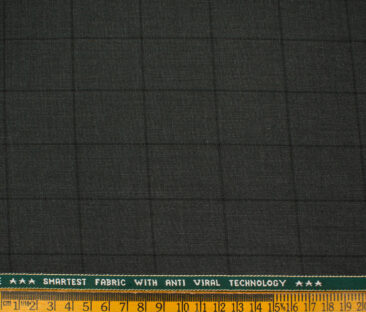 Raymond Men's Polyester Viscose Checks  Unstitched Suiting Fabric (Dark Grey)