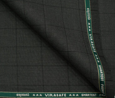 Raymond Men's Polyester Viscose Checks  Unstitched Suiting Fabric (Dark Grey)