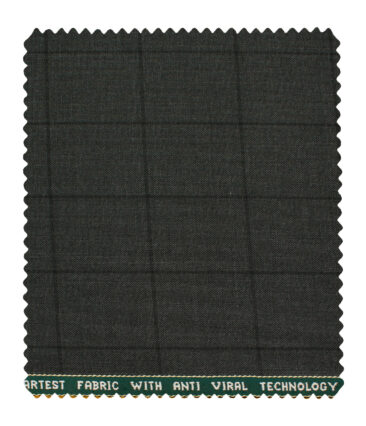 Raymond Men's Polyester Viscose Checks  Unstitched Suiting Fabric (Dark Grey)