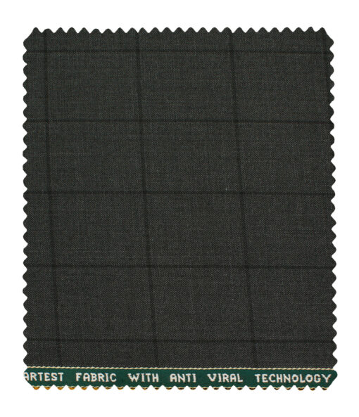 Raymond Men's Polyester Viscose Checks  Unstitched Suiting Fabric (Dark Grey)