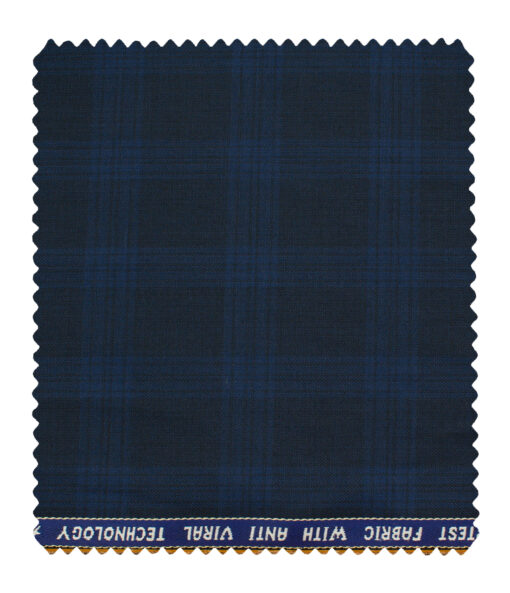 Raymond Men's Polyester Viscose Checks  Unstitched Suiting Fabric (Dark Blue)