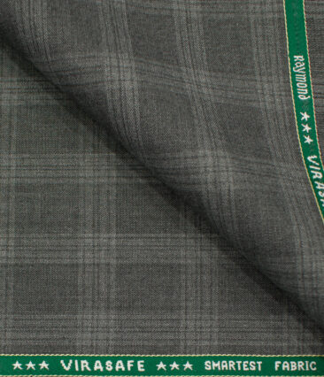 Raymond Men's Polyester Viscose Checks  Unstitched Suiting Fabric (Grey)