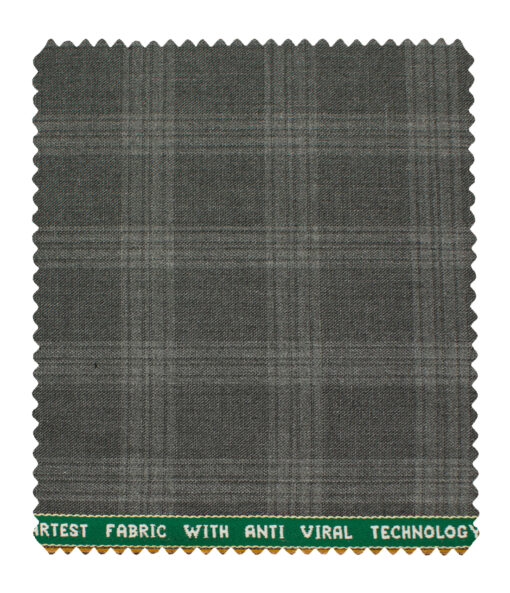 Raymond Men's Polyester Viscose Checks  Unstitched Suiting Fabric (Grey)