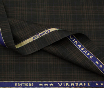 Raymond Men's Polyester Viscose Checks  Unstitched Suiting Fabric (Black & Brown)
