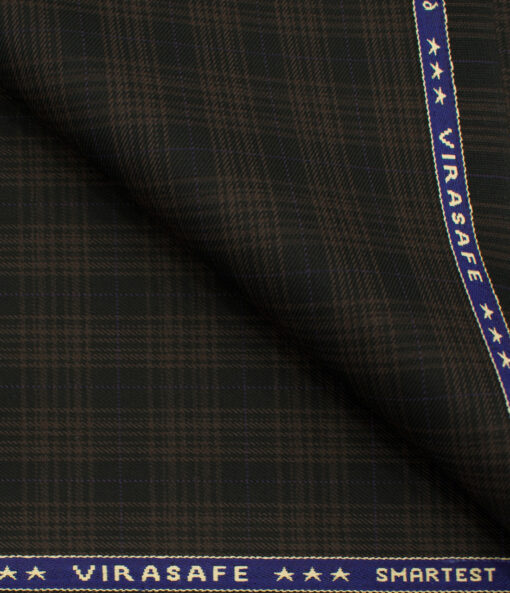 Raymond Men's Polyester Viscose Checks  Unstitched Suiting Fabric (Black & Brown)