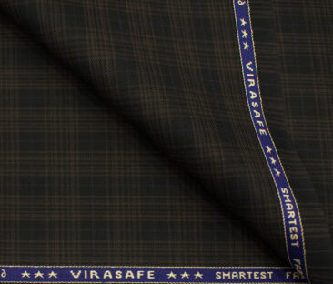 Raymond Men's Polyester Viscose Checks  Unstitched Suiting Fabric (Black & Brown)