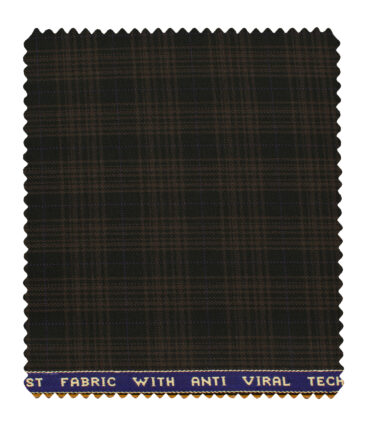 Raymond Men's Polyester Viscose Checks  Unstitched Suiting Fabric (Black & Brown)