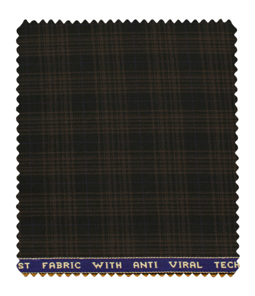 Raymond Men's Polyester Viscose Checks  Unstitched Suiting Fabric (Black & Brown)