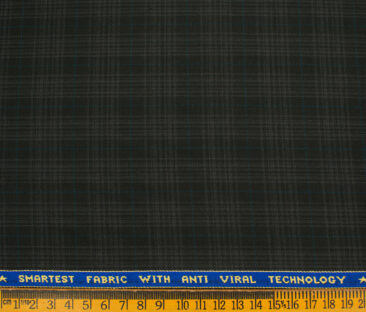 Raymond Men's Polyester Viscose Checks  Unstitched Suiting Fabric (Black & Grey)