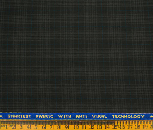 Raymond Men's Polyester Viscose Checks  Unstitched Suiting Fabric (Black & Grey)