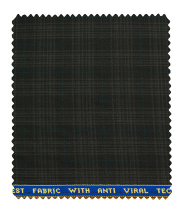 Raymond Men's Polyester Viscose Checks  Unstitched Suiting Fabric (Black & Grey)