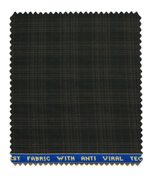 Raymond Men's Polyester Viscose Checks  Unstitched Suiting Fabric (Black & Grey)