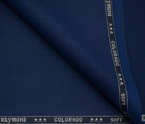 Raymond Men's Polyester Viscose Self Design  Unstitched Suiting Fabric (Royal Blue)