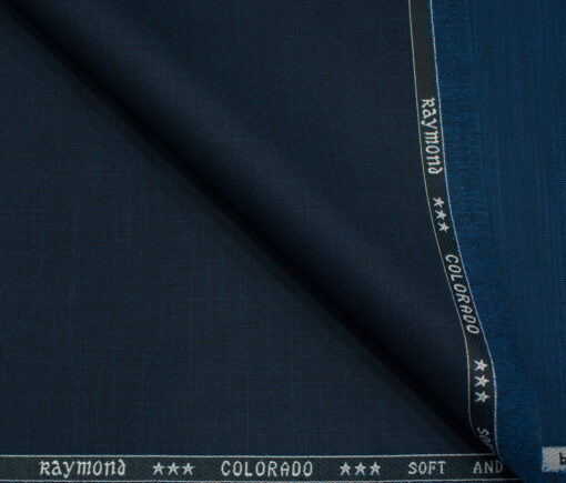 Raymond Men's Polyester Viscose Self Design  Unstitched Suiting Fabric (Dark Blue)