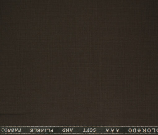 Raymond Men's Polyester Viscose Solids  Unstitched Suiting Fabric (Dark Brown)
