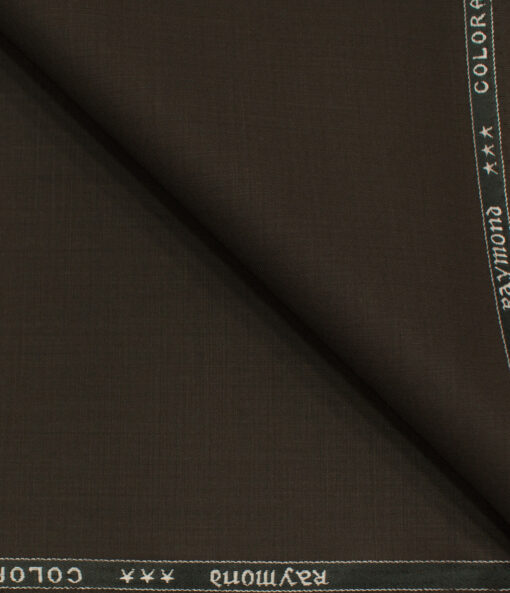 Raymond Men's Polyester Viscose Solids  Unstitched Suiting Fabric (Dark Brown)