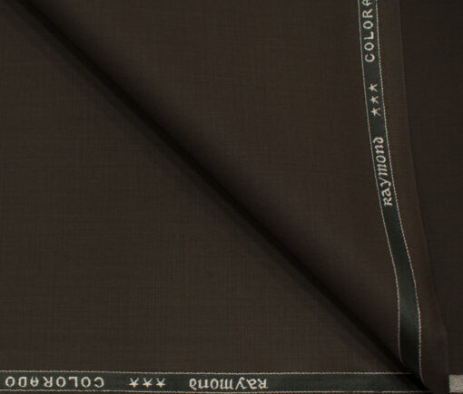 Raymond Men's Polyester Viscose Solids  Unstitched Suiting Fabric (Dark Brown)