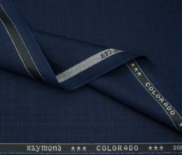 Raymond Men's Polyester Viscose Checks  Unstitched Suiting Fabric (Dark Royal Blue)