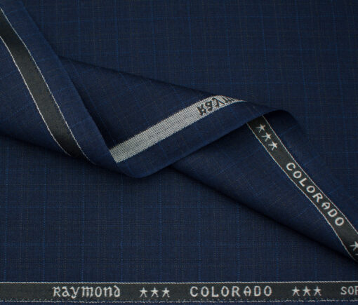 Raymond Men's Polyester Viscose Checks  Unstitched Suiting Fabric (Dark Royal Blue)