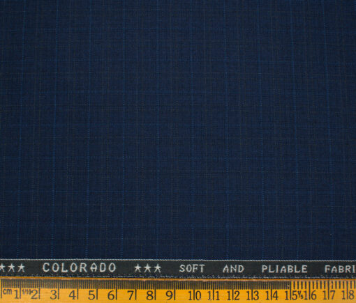 Raymond Men's Polyester Viscose Checks  Unstitched Suiting Fabric (Dark Royal Blue)