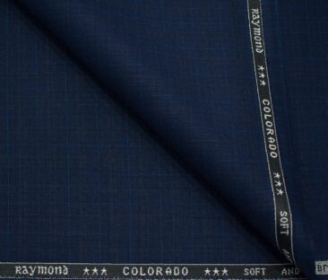 Raymond Men's Polyester Viscose Checks  Unstitched Suiting Fabric (Dark Royal Blue)
