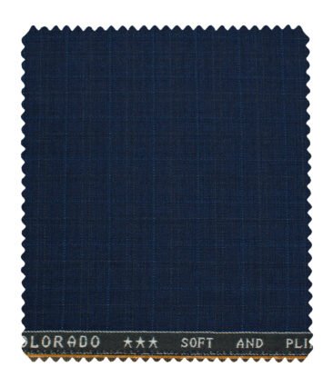 Raymond Men's Polyester Viscose Checks  Unstitched Suiting Fabric (Dark Royal Blue)