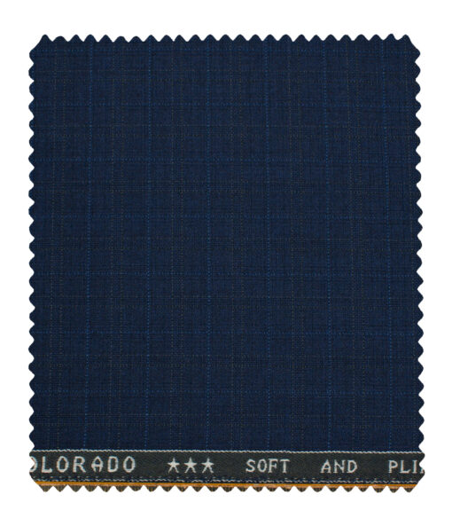 Raymond Men's Polyester Viscose Checks  Unstitched Suiting Fabric (Dark Royal Blue)