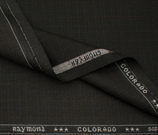 Raymond Men's Polyester Viscose Checks  Unstitched Suiting Fabric (Dark Brown)