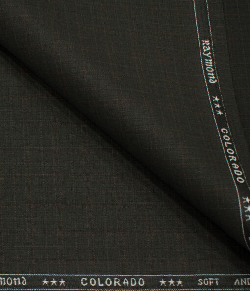 Raymond Men's Polyester Viscose Checks  Unstitched Suiting Fabric (Dark Brown)