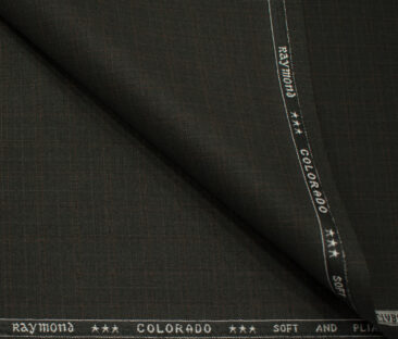 Raymond Men's Polyester Viscose Checks  Unstitched Suiting Fabric (Dark Brown)