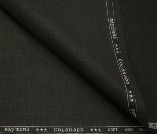 Raymond Men's Polyester Viscose Checks  Unstitched Suiting Fabric (Dark Brown)