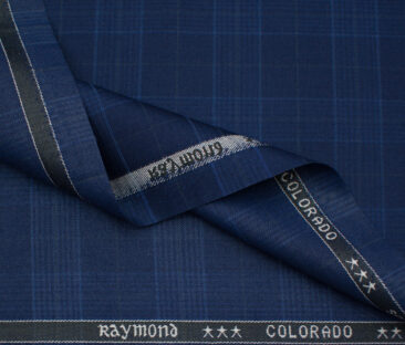 Raymond Men's Polyester Viscose Checks  Unstitched Suiting Fabric (Royal Blue)